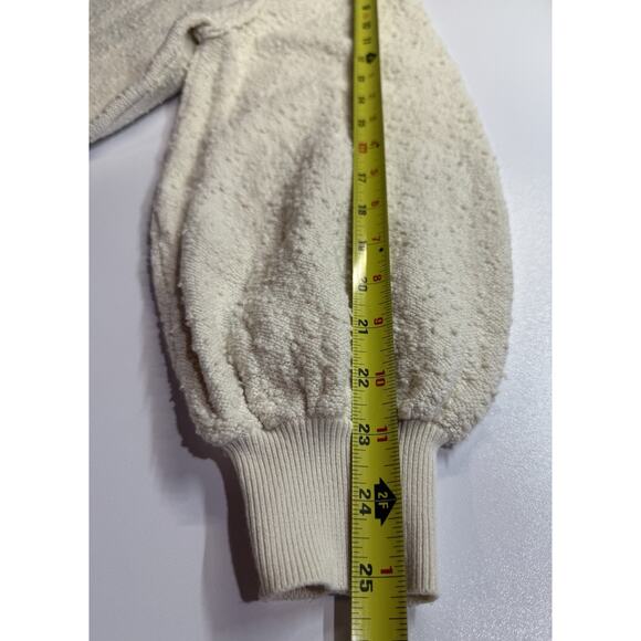 Free People Found My Friend Sweater Sz XS Ivory Terry Cloth Oversized Minimalist - Picture 12 of 14